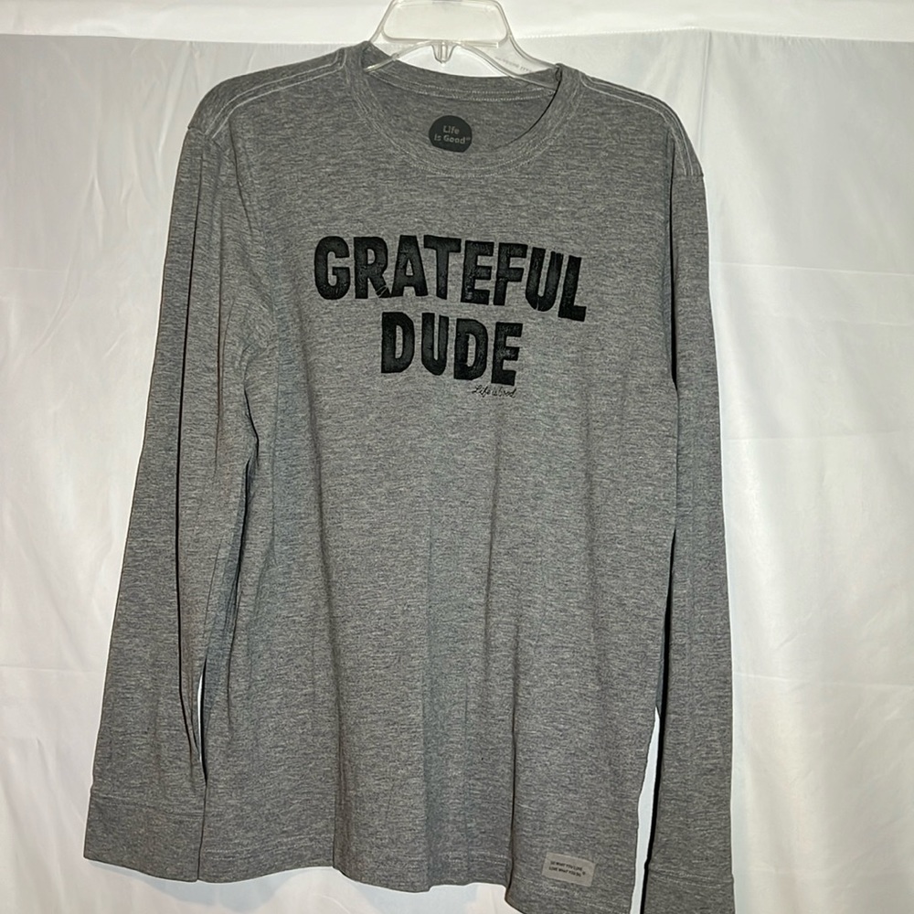 Life is Good mens gray long sleeve tee size Med. Grateful dude screen print
